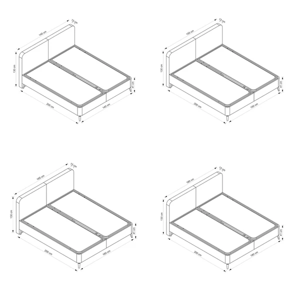 Minar Plus Baza Başlık Yatak Seti 180X200 - Siyah Ayak Pamira01 - Resim 8