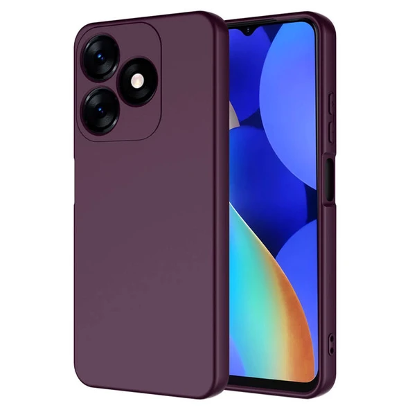 Tecno Spark 10C İçi Kadife Dolgulu Şık Candy Lansman Silikon Kılıf Koyu Mor