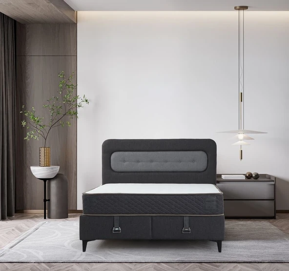 Minar Elegant Baza Başlık Yatak Seti 140X200 - Siyah Ayak Prime Keten 48