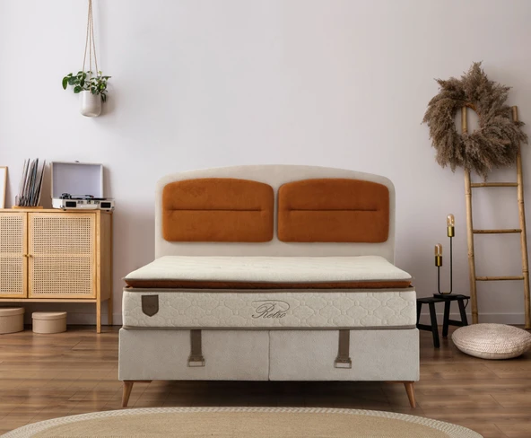 Minar Retro Baza Başlık - 180X200 Ceviz Ayak-Coco03 -Yastık Coco08 - Resim 3