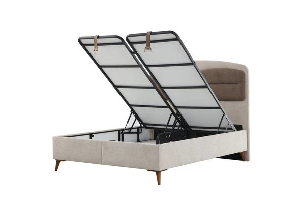 Minar Retro Baza Başlık Yatak Seti - 180X200 Ceviz Ayak-Coco03 -Yastık Coco08 - Resim 5