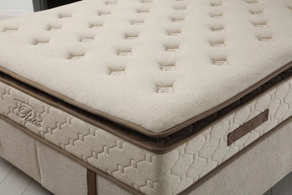 Minar Retro Baza Başlık Yatak Seti - 180X200 Ceviz Ayak-Coco03 -Yastık Coco11 - Resim 3