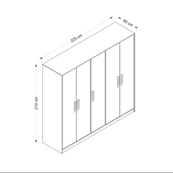 Minar Mitra 5 Kapak Dolap-Düz Beyaz-Artisan - 6