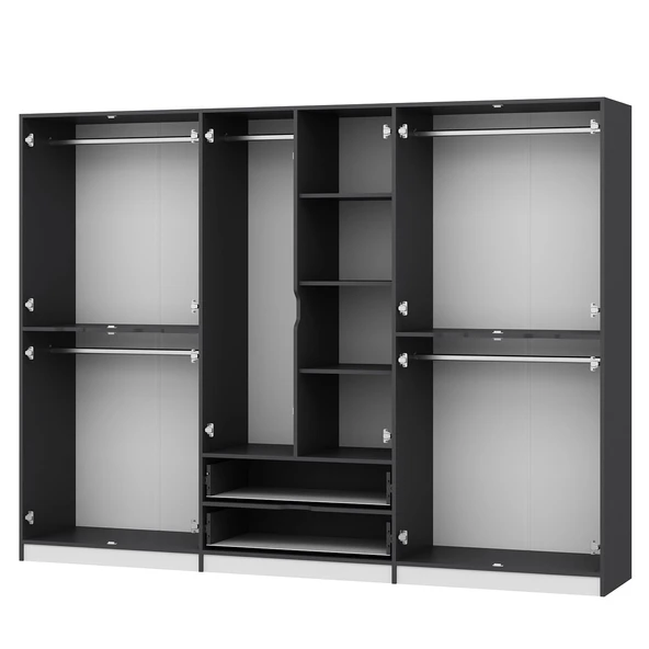 Minar Elina 6 Kapaklı Dolap Antrasit Beyaz - Resim 7