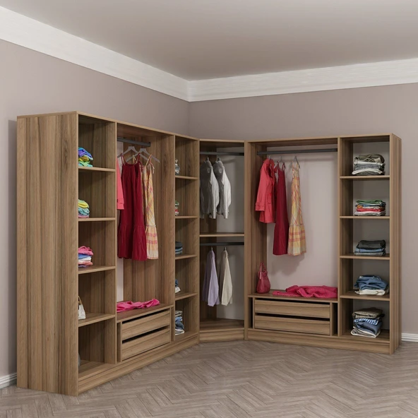 Minar Kale 190 8 Füme Cam Kapaklı 4Ç Köşe Dolap Dore Füme Cam - Resim 6