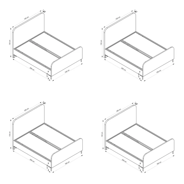Minar Line Baza Başlık Yatak Seti 150X200 - Siyah Ayak Anka19 - Resim 6