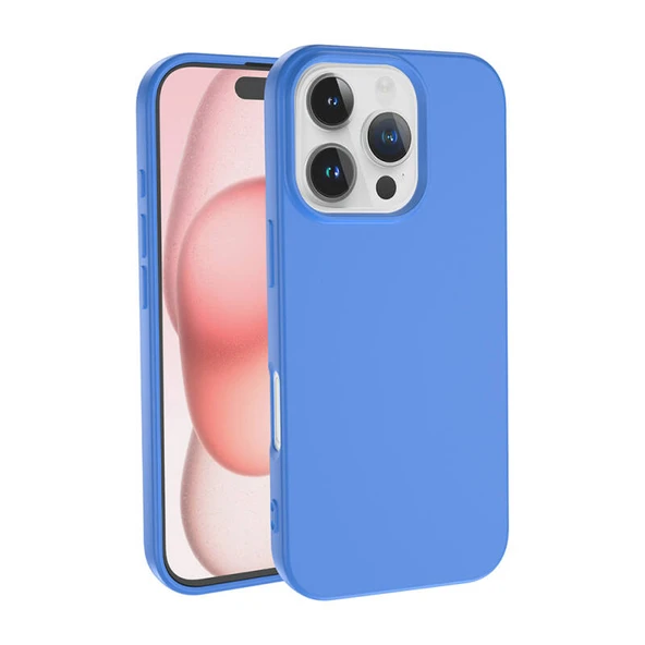iPhone 16 Pro Kılıf Kadife Dolgulu Şık Candy Lansman Silikon Kapak Mavi