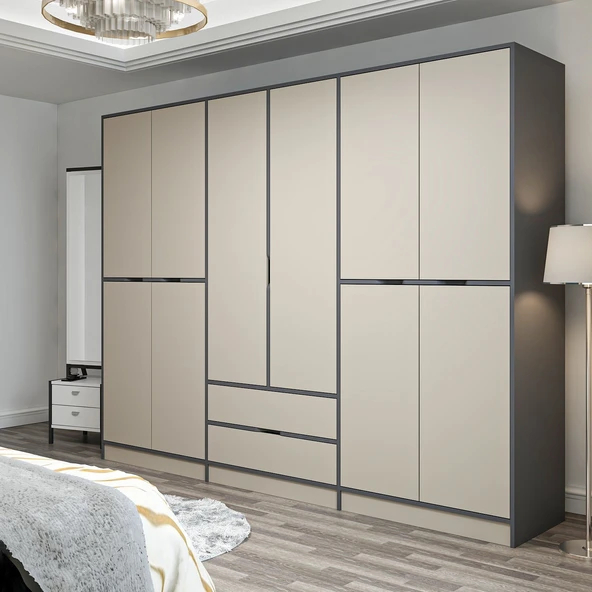 Minar Elina 6 Kapaklı Dolap Antrasit Kumtaşı - Resim 3