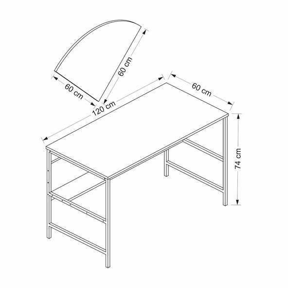 Minar Greta Çalışma Masası Modül1-Antrasit - 7