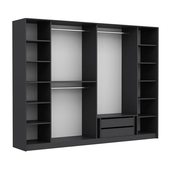 Minar Kale Luxe Soft 6 Kapaklı Mebran+Cam Dolap-Antrasit - 6