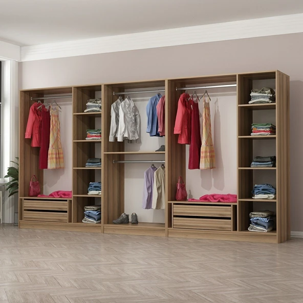 Minar Kale 190 8 Füme Cam Kapaklı 4Ç Dolap Dore Füme Cam - Resim 4