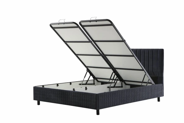 Minar Safir Baza+Başlık 160*200 Pedsiz Yatak Set- Antrasit - Resim 4