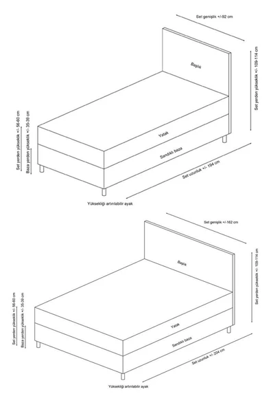 Minar Vitalia Bazalı Karyola 140*200-Antrasıt - Resim 4
