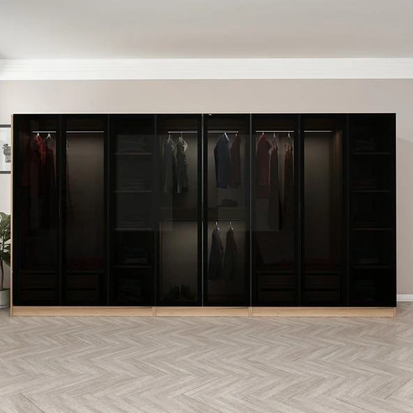 Minar Kale 190 8 Füme Cam Kapaklı 4Ç Dolap Dore Füme Cam - Resim 2