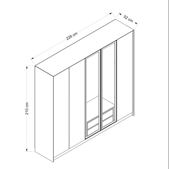 Minar Kale Luxe Soft 5K Mbrn+Cam Dolap-Kumtası - Resim 8