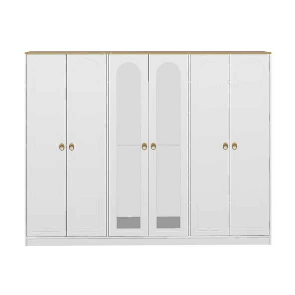 Minar Lotus 6 Kapılı 2 Ayna Dolap-Artisan-Beyaz - Resim 5