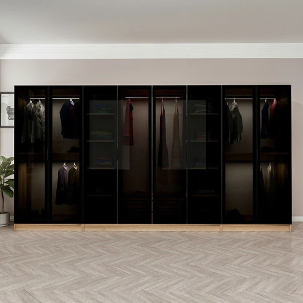 Minar Kale 190 8 Füme Cam Kapaklı 2Ç Dolap Dore Füme Cam - Resim 2