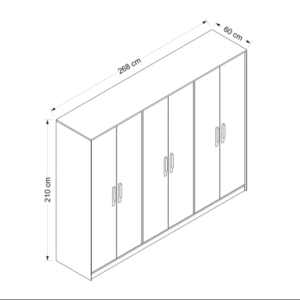 Minar Mitra 6 Kapak Dolap-Düz Beyaz-Artisan - Resim 6