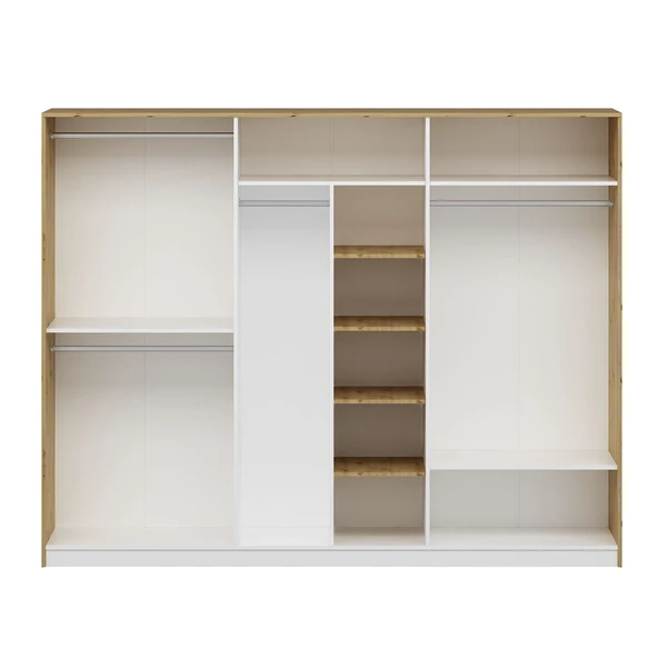 Minar Mitra 6 Kapak Dolap-Düz Beyaz-Artisan - Resim 4