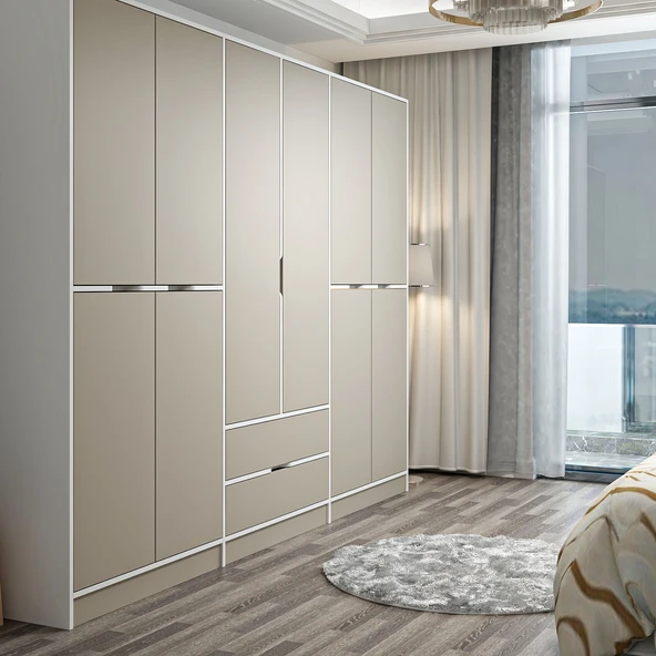 Minar Elina 6 Kapaklı Dolap Beyaz Kumtaşı - Resim 4