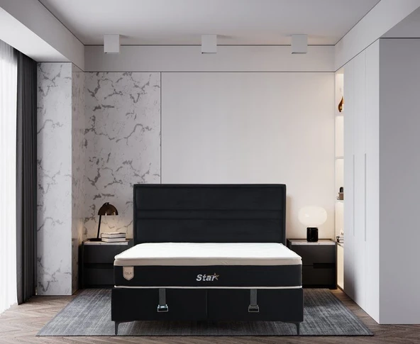 Minar Star Baza Başlık Yatak Seti 180X200 - Siyah Ayak Anka17 ürün görseli 1