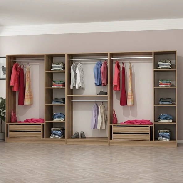 Minar Kale 190 8 Füme Cam Kapaklı 4Ç Dolap Dore Füme Cam - Resim 6