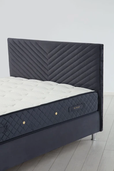 Minar Riva Baza Başlık Yatak 90X190 - Antrasit - Resim 2