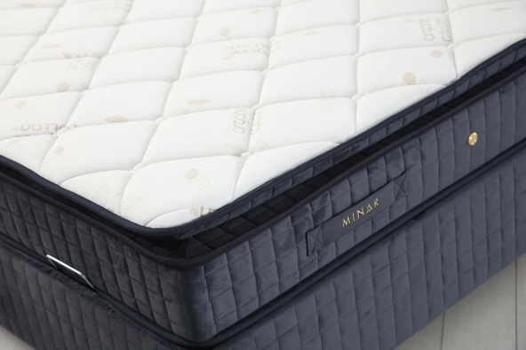 Minar Safir Baza+Başlık 160*200 Pedli Yatak Set- Antrasit - Resim 6