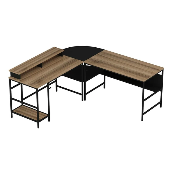 Minar Greta Köşe Masa Set (Led Işıklı) - Dore-Siyah - 7