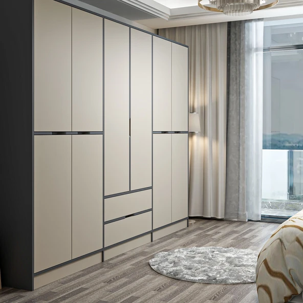 Minar Elina 6 Kapaklı Dolap Antrasit Kumtaşı - Resim 4