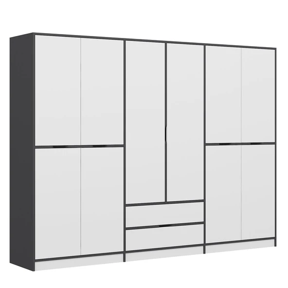Minar Elina 6 Kapaklı Dolap Antrasit Beyaz - Resim 5