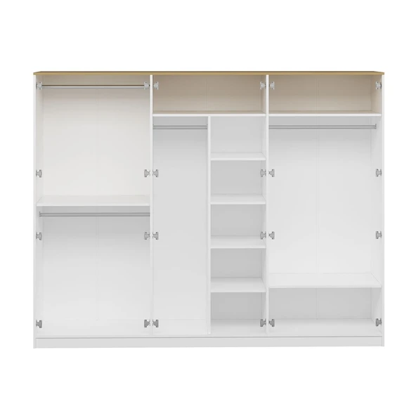 Minar Lotus 6 Kapılı 2 Ayna Dolap-Artisan-Beyaz - Resim 7