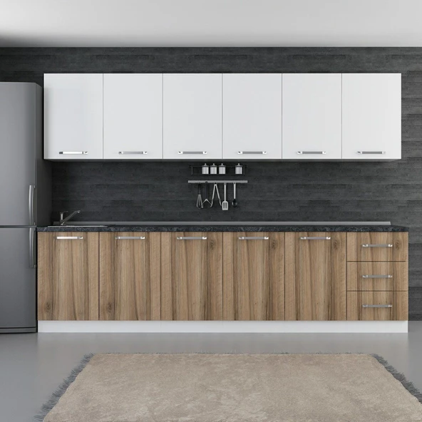 Minar 300 Cm Mutfak Dolabı Beyaz Dore 300-D1