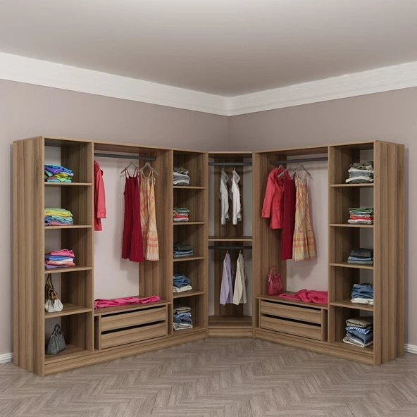 Minar Kale 190 8 Füme Cam Kapaklı 4Ç Köşe Dolap Dore Füme Cam - Resim 5