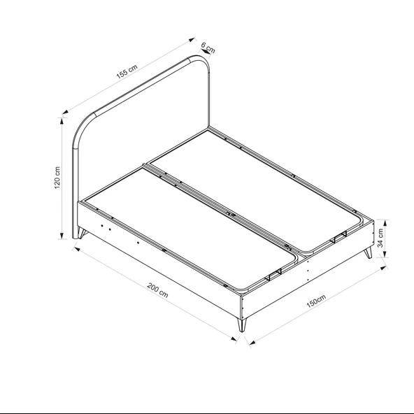 Minar Elina Baza Başlık Yatak Kumtaşı Ayak 150X200-Pixel005 ürün görseli