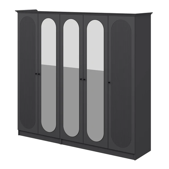 Minar Kale 190 5 Kapak 3A 2Ç Dolap Antrasit - Mebran Defne Ayna Antr - Resim 7