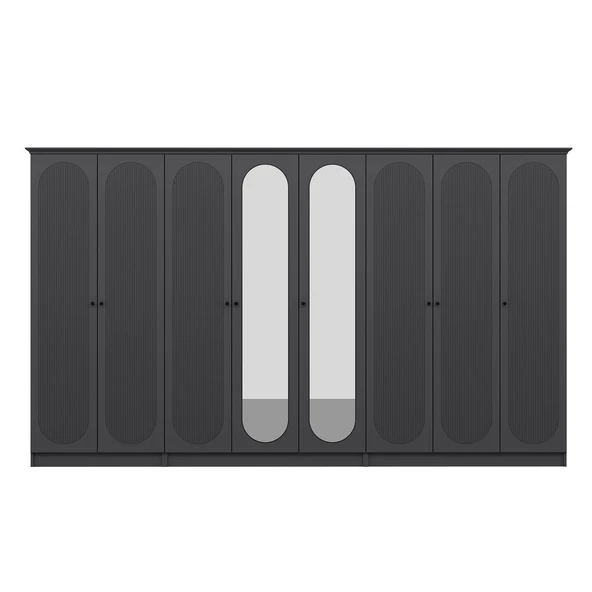 Minar Kale 190 8 Kapak 2A 4Ç Dolap Antrasit - Mebran Defne Ayna Antr - Resim 6