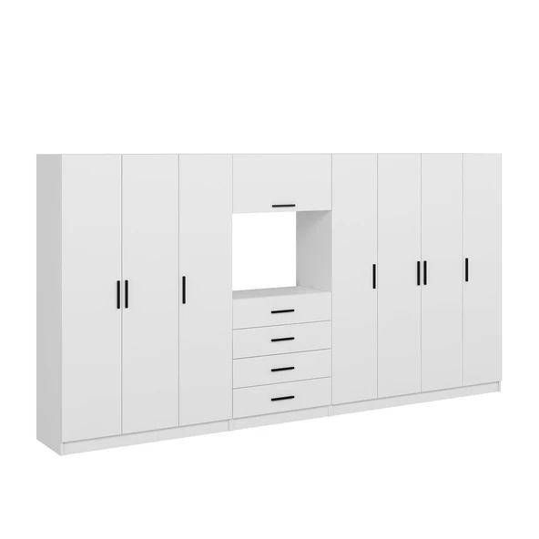 Minar Kale190 7 Kapaklı 4 Çekmeceli Tv Modüllü Dolap Beyaz - Resim 4