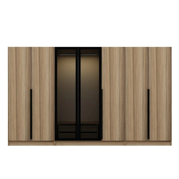 Minar Kale Plus190 7 Kapaklı 2Ç Dolap Dore Plus Dore Füme Cam - Resim 5