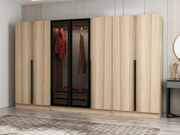 Minar Kale Plus190 7 Kapaklı 2Ç Dolap Dore Plus Dore Füme Cam - Resim 2