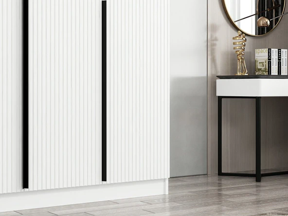 Minar Kale Plus190 3 Mebran Kapaklı 2Ç Dolap Beyaz Mebran - Resim 4