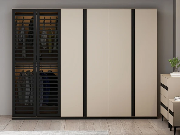 Minar Star 6 Kapaklı Mbrn Dolap Soft- Kumtası Siyah - Resim 3