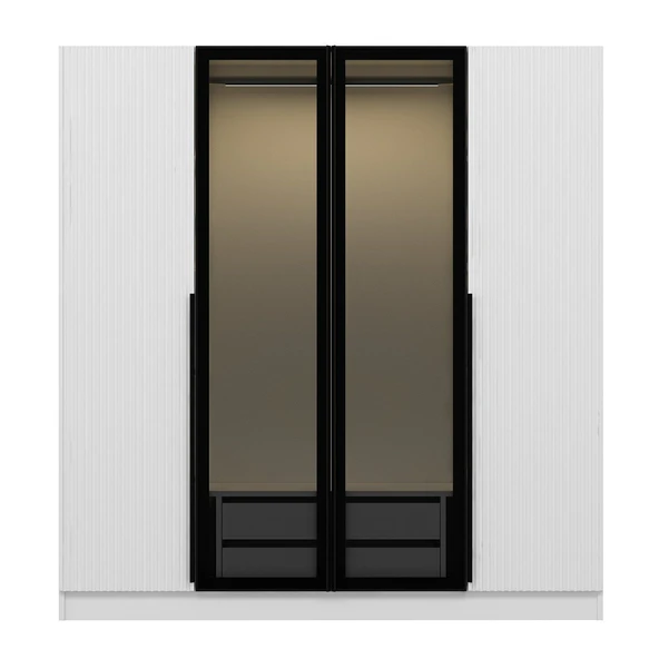 Minar Kale Plus190 4 Mebran Kapaklı 2Ç Dolap Beyaz Mebran Füme Cam - Resim 6