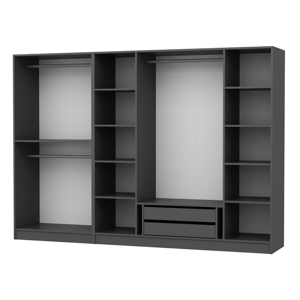 Minar Kale 190 6 Kapak 6A 2Ç Dolap Antrasit - Mebran Defne Ayna Antr - Resim 4