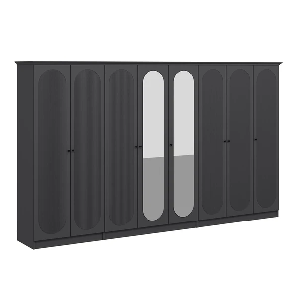 Minar Kale 190 8 Kapak 2A 4Ç Dolap Antrasit - Mebran Defne Ayna Antr - Resim 5