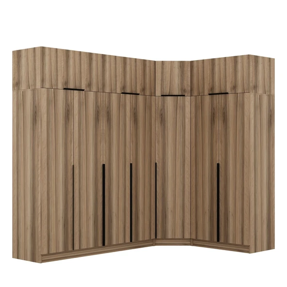 Minar Kaleplus210 7 Kapaklı 2 Çekmeceli Köşe Dolap + Yüklük Dore Dore Plus - Resim 4