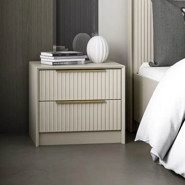 Minar Kale Luxe Soft 2Çek Mebran Komodin-Kumtaşı - Resim 2