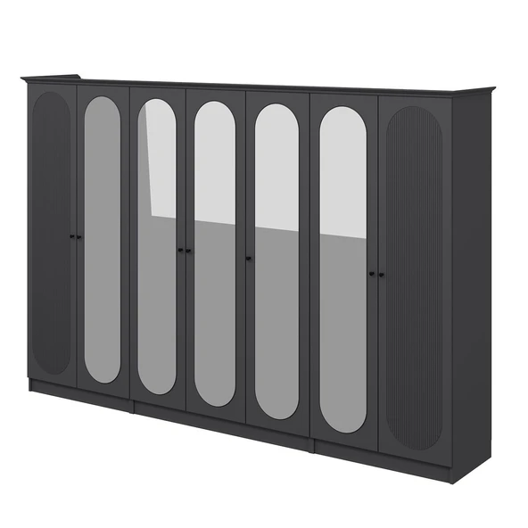 Minar Kale 190 7 Kapak 5A 2Ç Dolap Antrasit - Mebran Defne Ayna Antr - Resim 7