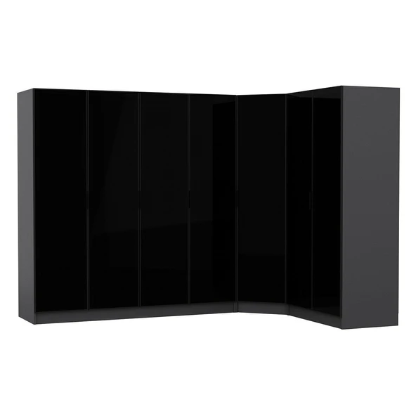 Minar Kale 190 7 Füme Cam Kapaklı 2Ç Köşe Dolap Antrasit Füme Cam - Resim 7