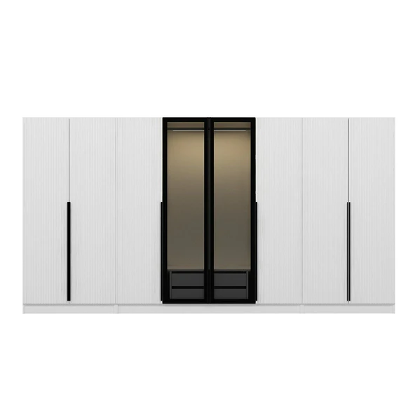 Minar Kale Plus190 8 Mebran Kapaklı 2Ç Dolap Beyaz Mebran Füme Cam - Resim 6